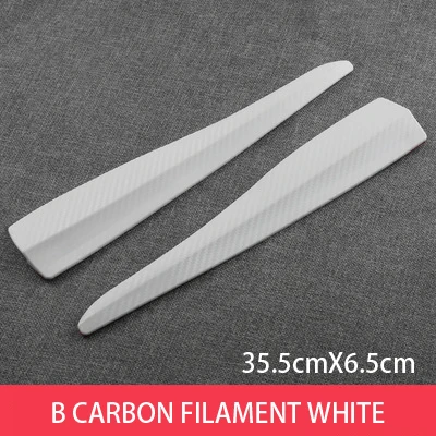 2pcs Car Front Rear Bumper Protector Guard Strip Rubber Scratch Sticker Black White Carbon Universal Adhesive Auto Lip Splitter - Цвет: B Carbon Fiber White