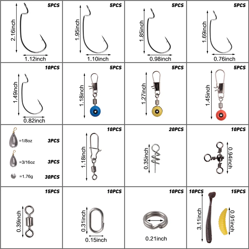 211 шт. набор рыболовных снастей включает рыболовное грузило весов рыболовный крючок Приманка личинка вращающиеся Вертлюги для рыболовных аксессуаров