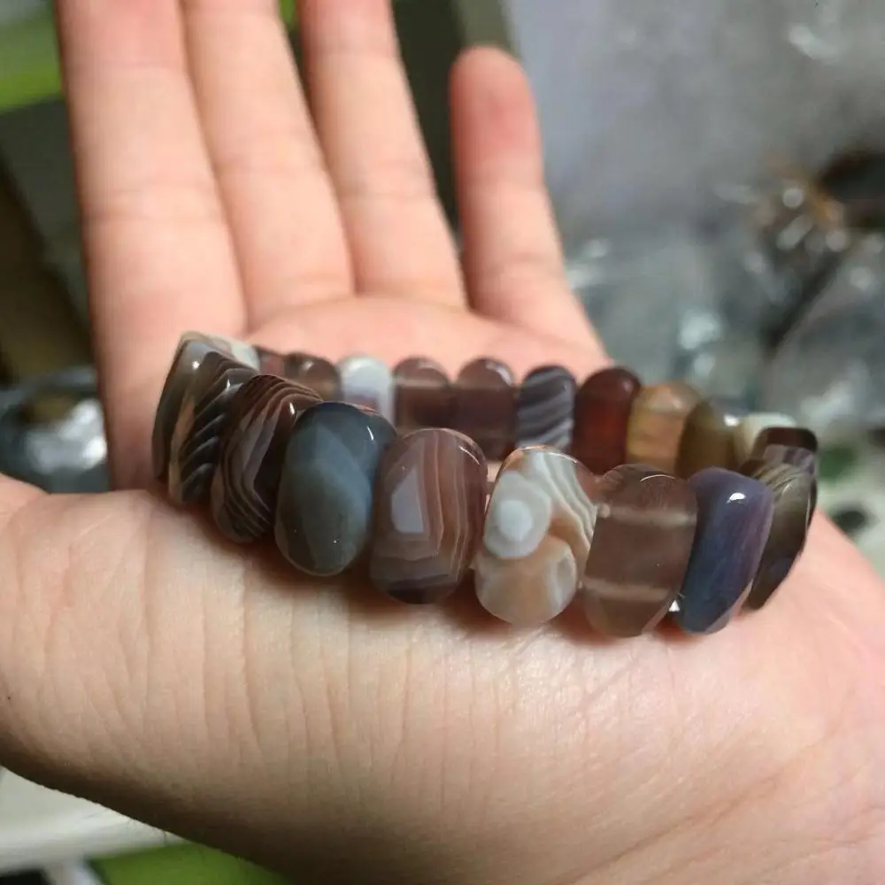 natural botswana agate/Sardonyx stone beads bracelet natural gemstone bangle jewelry for woman for gift wholesale - Цвет камня: mixed color