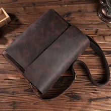 Vintage Genuine Crazy Horse Leather Men's Handbags Messenger Brown Man Business Retro Shoulder Sling laptops Crossbody Bag Vintage Genuine Crazy Horse Leather Men's Handbags Messenger Brown Man Business Retro Shoulder Sling laptops Crossbody Bag