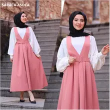 Мусульманская Леди ремень Длинная юбка мода весна лето Высокая талия длиной до щиколотки плиссированная юбка мусульманские женщины