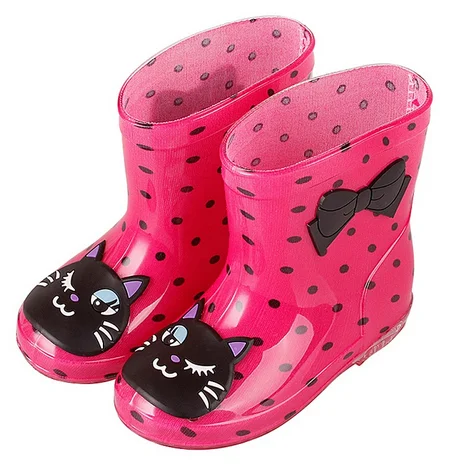 Детские весенне-Осенние Зимние непромокаемые сапоги для маленьких мальчиков и девочек, карамельный цвет, лягушка, кошка, кролик, непромокаемая обувь - Цвет: 3