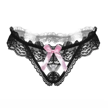 

New Arrive Women Sexy Opening Crotch Panties Ladies Lace Flower Lace Briefs Pearls Thongs G-string Lingerie Sexy Underwear