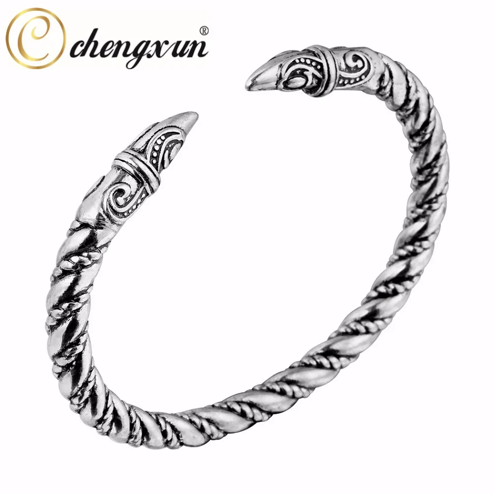 

CHENGXUN Punk Raven Bracelet Jewelry Twisted Wire Cuff Viking Bangle for Men Indian Jewelry Cool Accessories