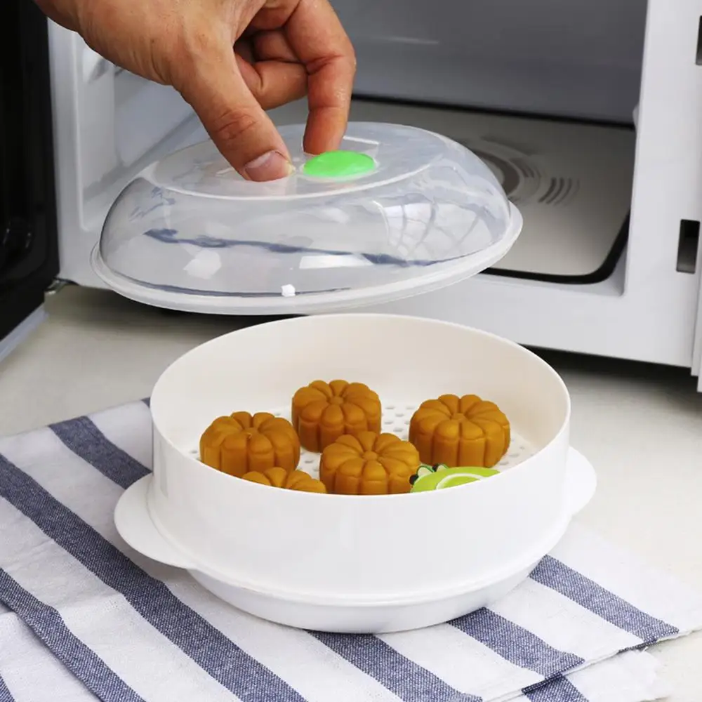 

Single-Layer Microwave Oven Steamer Plastic Round Steamer Microwave Steamer With Lid Cooking Tool Steamer Basket