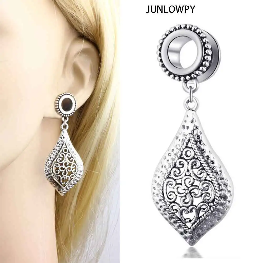 

JUNLOWPY Ear Expander Piercing 1 pair Woman Drop Earring Plug Tunnel Ear Gauges Kit Piercing Screw Vintage Ear Stretcher Taper