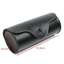 Black Motorcycle Leather Barrel Saddle Bag Luggage Tool Roll Side Bag for Harley Black Motorcycle Leather Barrel Saddle Bag Luggage Tool Roll Side Bag for Harley