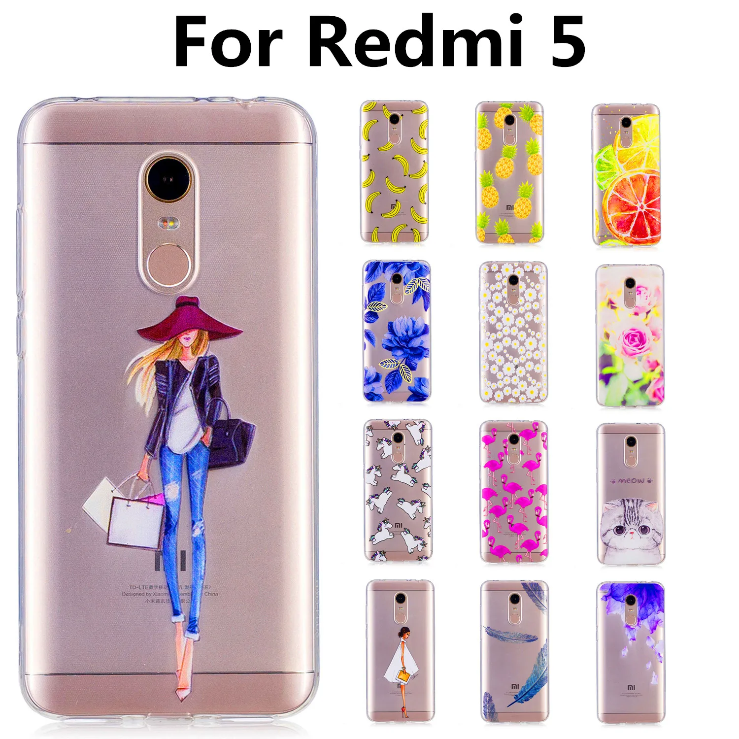 5.7&quot phone case for Xiaomi Redmi 5 Soft TPU Back Fundas cases Redmi5 girls colors Painted covers capa Coque Bumper |