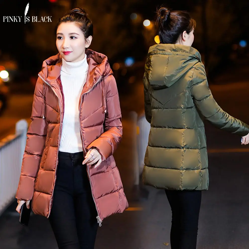 PinkyIsBlack Winter Jacket Women Coats Hooded Female Long Parkas Thicken Hooded Down Cotton Padded Lining Winter Coat Women 2018