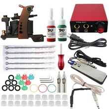 Beginner Tattoo Set Complete Equipment 1 Tattoo Machine Gun 2 color Inks Power Supply Cord Kit Body Beauty DIY Tools
