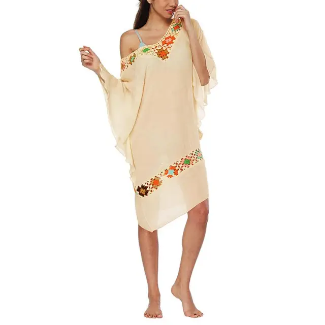 Special Offers 2018 New Comfortable, Breathable And Cool Cotton Stitching Flower Bat Sleeve Loose Swimwear Overcoat Beach Dress Gown Cover-Ups Special Offers 2018 New Comfortable, Breathable And Cool Cotton Stitching Flower Bat Sleeve Loose Swimwear Overcoat Beach Dress Gown Cover-Ups