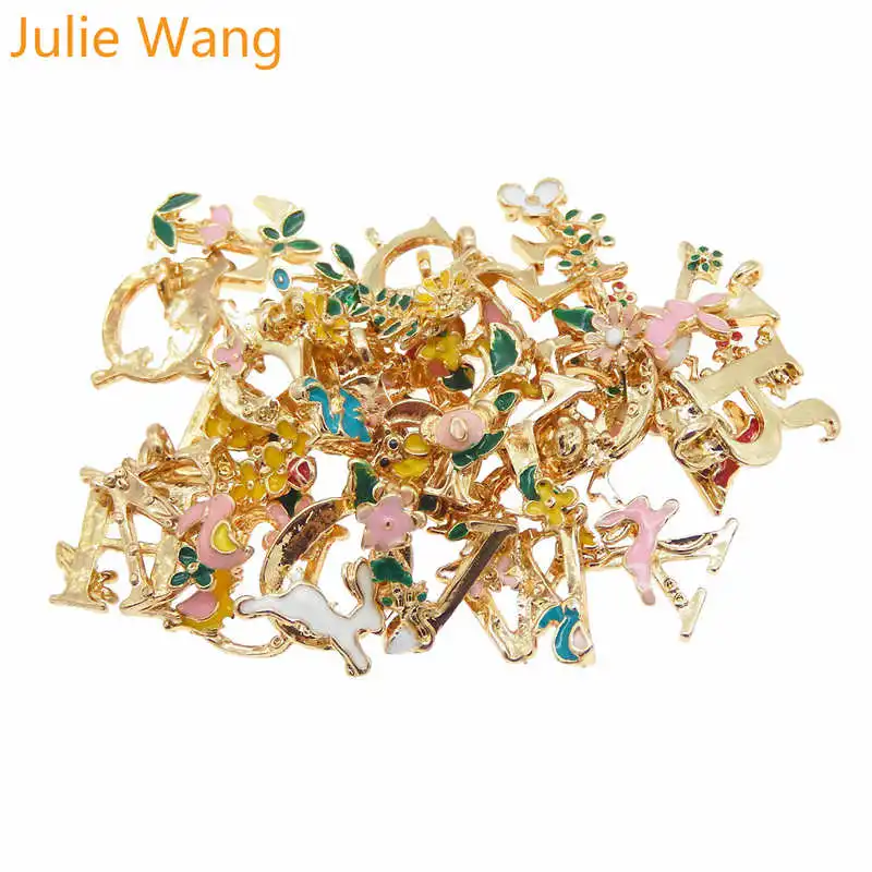 Julie Wang 26 шт. золотистые разноцветные искусственные эмалевые бусы с буквами