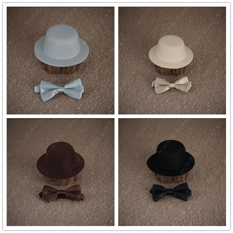 

Infant Hats Newborn Baby Photography Props Tie Gentleman Top Hat combination Cute Baby Boy Cap Accessories