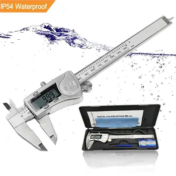 

New Industrial IP54 Digital Caliper 0-150mm 6 Inch / 0.01 Stainless Steel Electronic Vernier Calipers Metric / Inch Measuring To