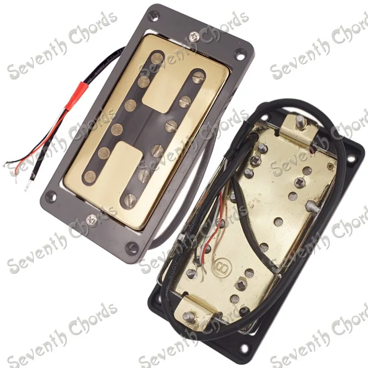 A Set 2 Pcs H-type Hole Covers Bridge Neck Guitar Humbucker Pickup for LP Electric - 4 Wire Gold parts | Спорт и развлечения