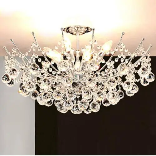

European Crystal Ceiling Light Modern Simple Bedroom Restaurant Lighting Atmosphere Living Room LED Lighting fixture for bedroom