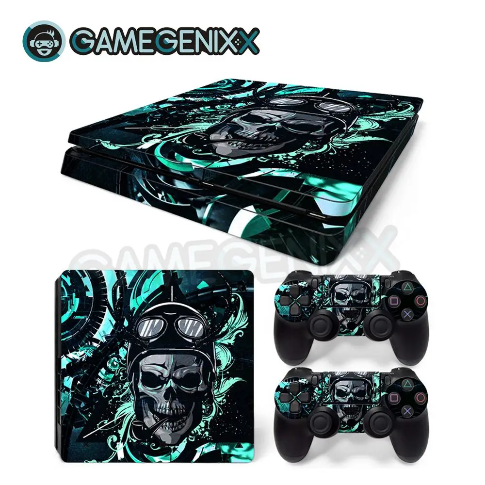 

GAMEGENIXX Skin Sticker Full Cover Vinyl Decal for PS4 Slim Console and 2 Controllers - Skull Custom