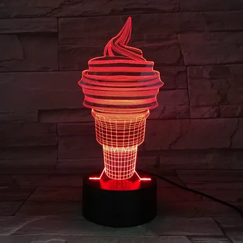 

Ice Cream Cone 3D Table Lamp LED Colorful Nightlight Kids Birthday Gift USB Sleep Lighting Home Decoration 7 Colors Ship 3D-691
