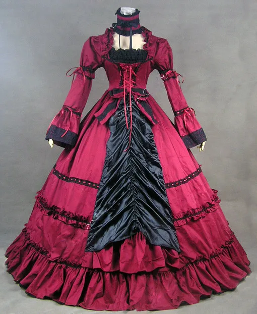 Лучшие продажи вечерние викторианская эпоха платье Стиль ренессанс викторианский платье длинный хлопок Готический стимпанк платье