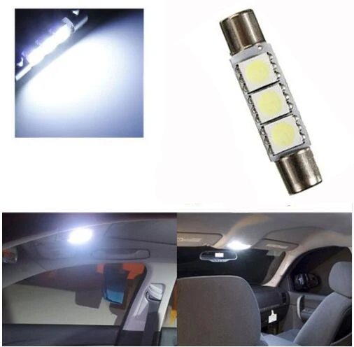 10 шт./лот белый 29 мм 3 SMD 5050 светодиодный авто C5W внутренний купол фестон