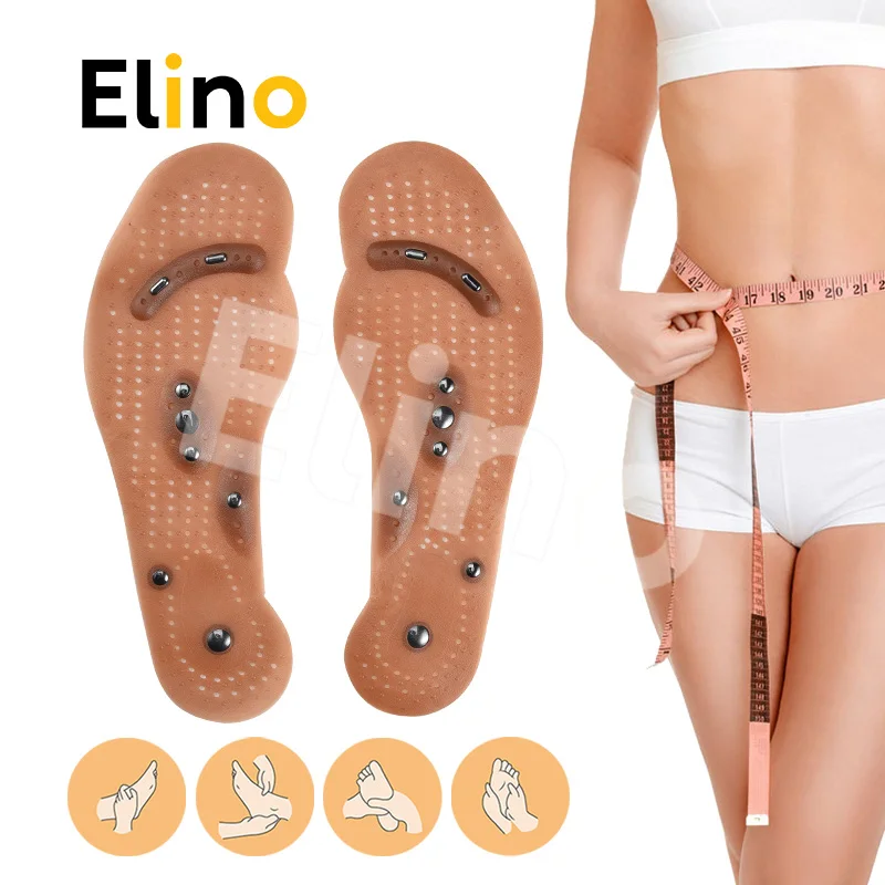 Elino магнитотерапевтические стельки для похудения, для мужчин и женщин, для похудения, акупрессура, стельки для обуви, гелевые массажные стельки для ног, забота о здоровье, внутренние подушечки