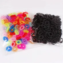 

100pcs/Bag crystal Telephone line hair bands ring thickening Gum Elastic Hair Band Ponytail Women Girls Rope Hair Scrunchy