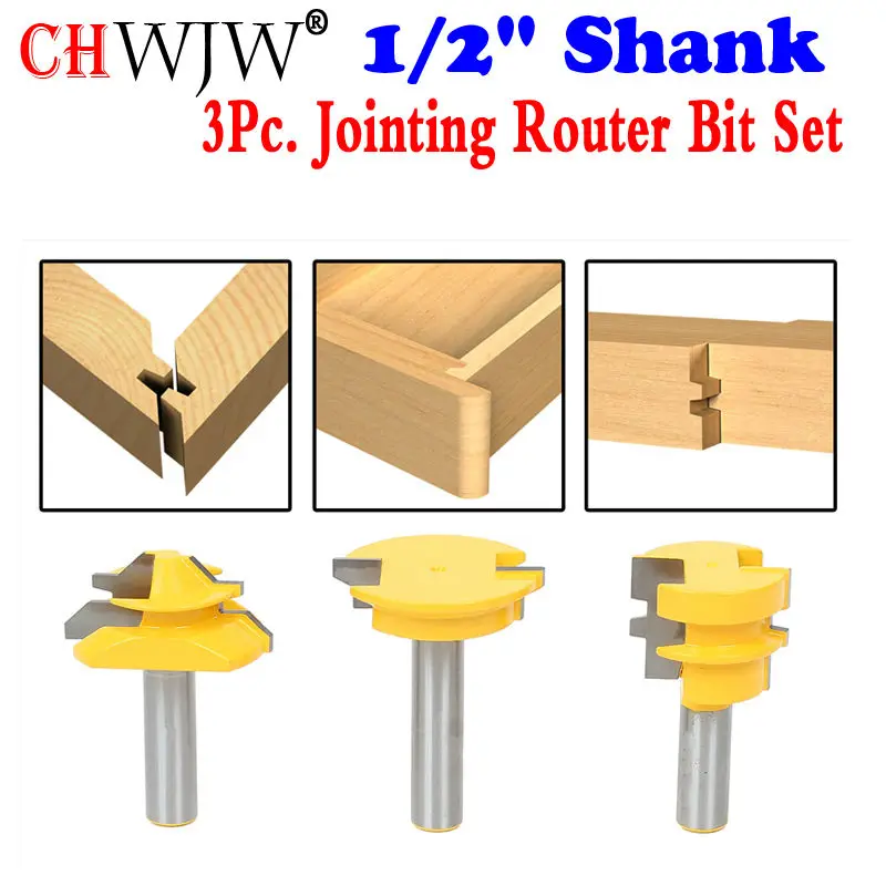 3pc. Jointing Router Bit Set -lock 