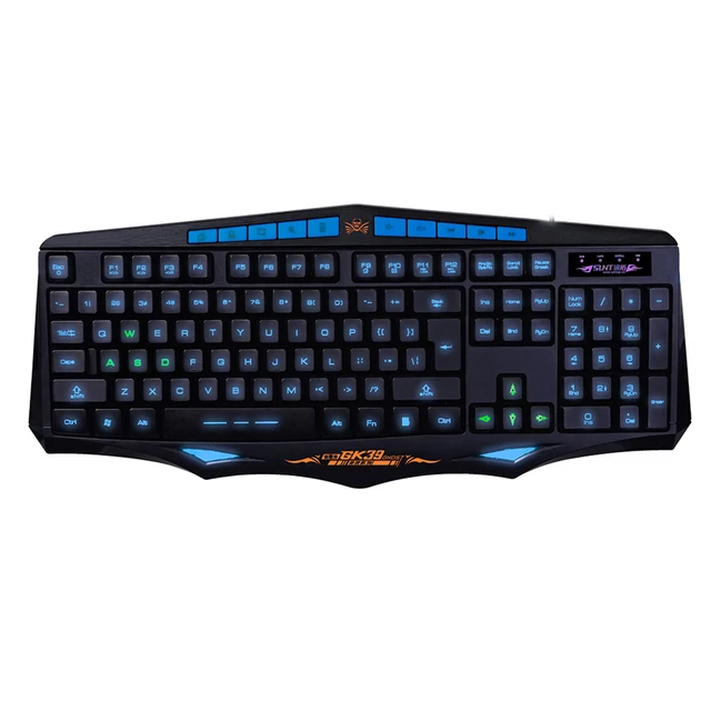 Best Price SUNT GK39 Wired Blue LED Backlit Ergonomic Usb Game Gaming Keyboard Gamer Multimedia illuminated For PC Laptop Computer New 2017