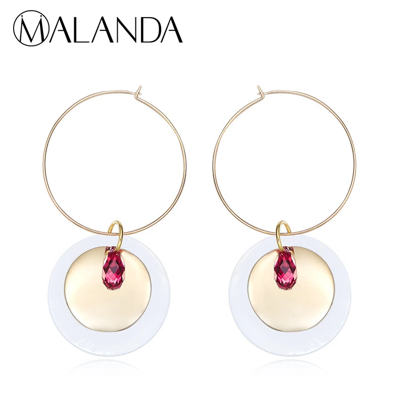 MALANDA Brand Vintage Metal Sequins Earrings Women Crystal From