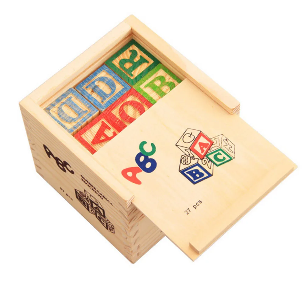 27Pcs Set Children Learning Wood Alphabet Blocks Letters Stacking Building Blocks Educational Toys 4