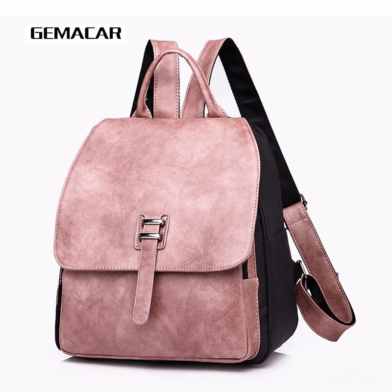 

Fashion Backpack Female Wild PU Leather Exquisite Waterproof Simple Girl Solid Color Temperament Bag Trend Large Capacity