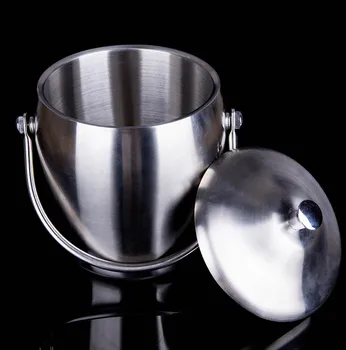 

1L Beer Ice Bucket Ice Clip Thicker Double Layer Stainless Steel With Handle-Shaped Portable Beer Bucket Ice Barrel Bar Family