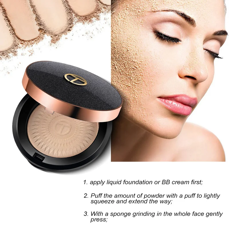 

Whitening Smooth Concealer Foundation Makeup Lasting Oil Control Dry Wet Use Foundation Pressed Powder with Puff Make Up TSLM1