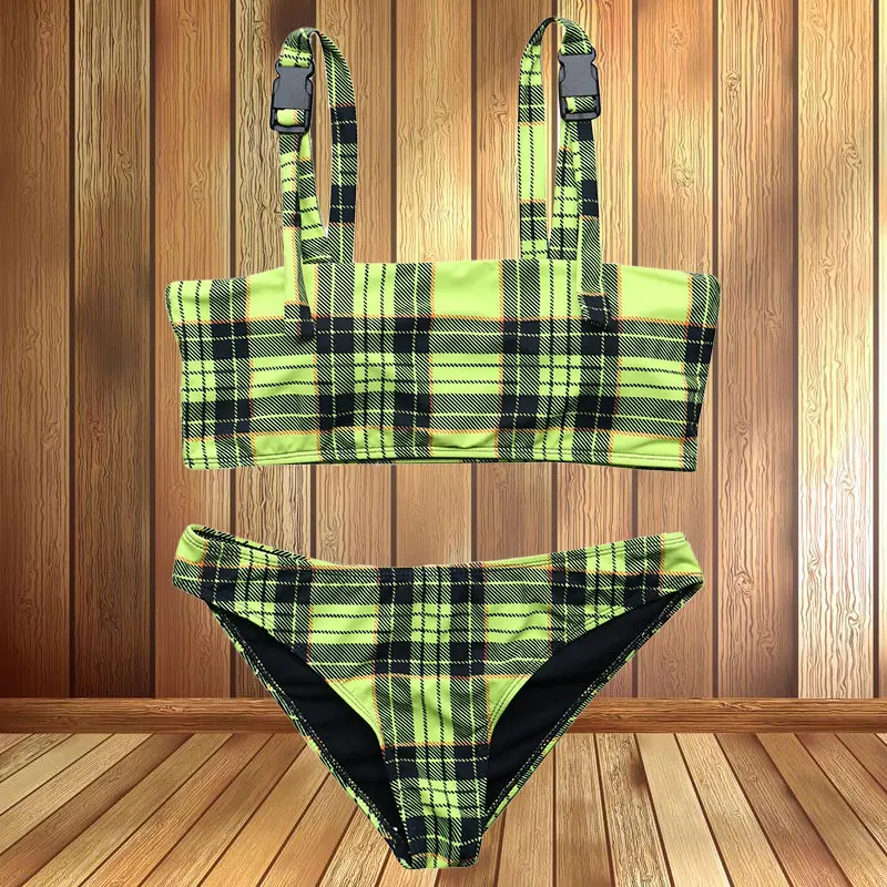 

Bikini 2018 Push Up Swimwear Women Striped Bandage Swim Suit Plaid Halter Top Sexy Swimsuit maillot de bain femme Bikini Set
