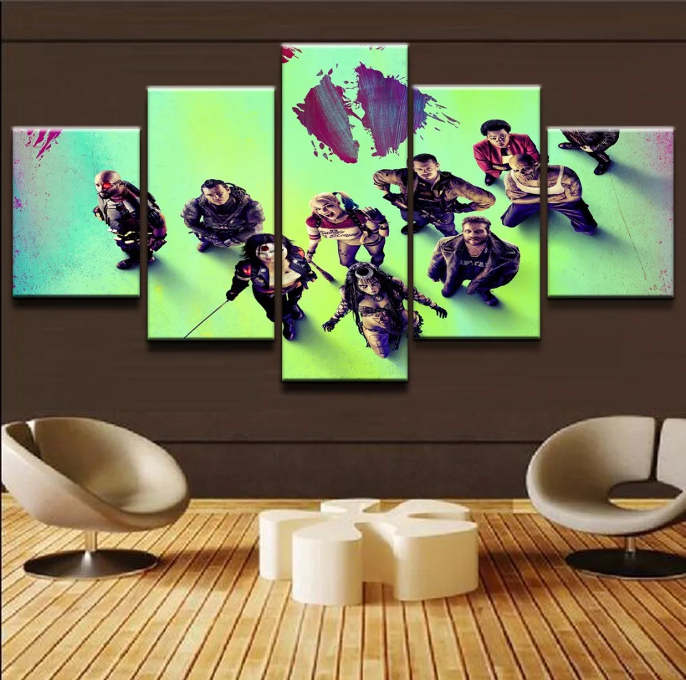 

Modular Pictures Wall Art Kids Room Canvas Print Movie Poster 5 Pieces The Dark Knight Characters Painting Home Decor Framework