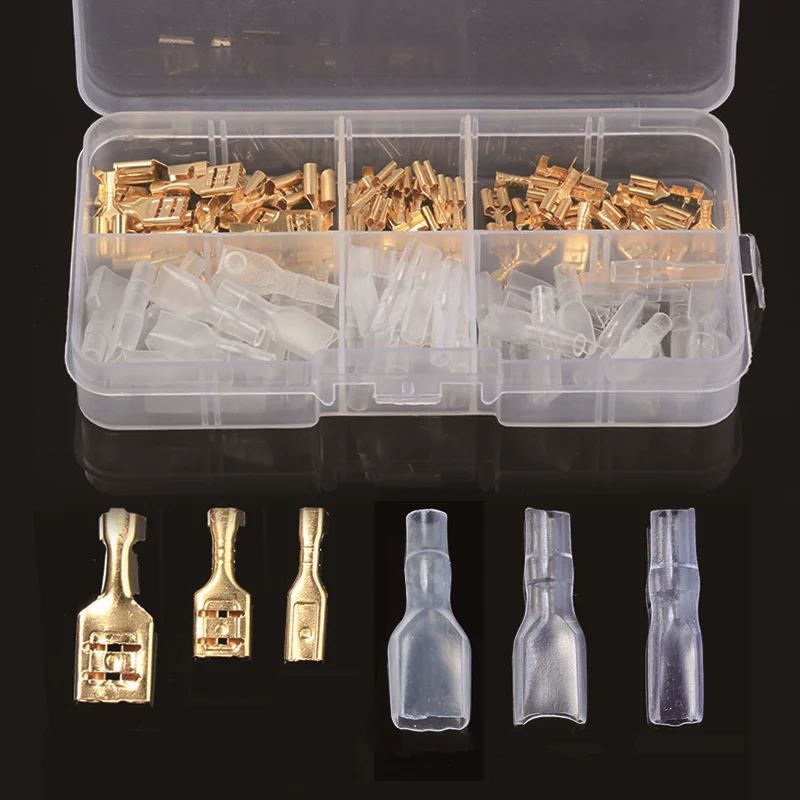 

120pcs Crimp Terminals Insulated Seal Electrical Wire Connectors 2.8/4.8/6.3mm Crimping Terminal Connector Assortment Kit