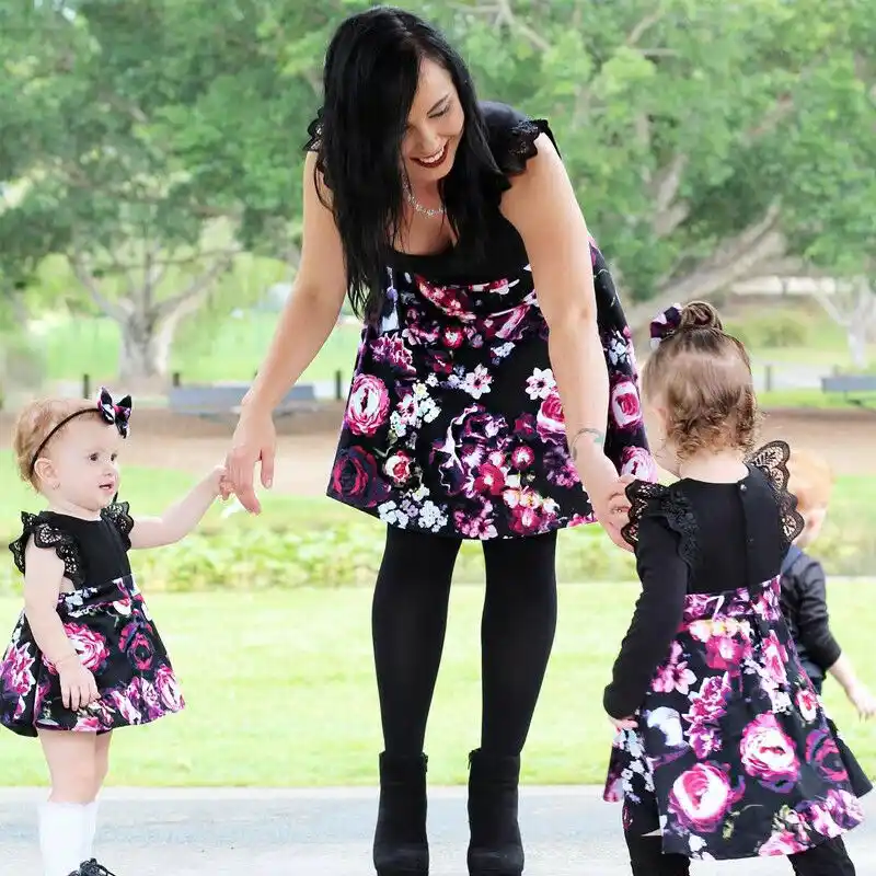 Newborn Kids Baby Girl Sister Floral Jumpsuit Romper Wedding Princess Dress Sets