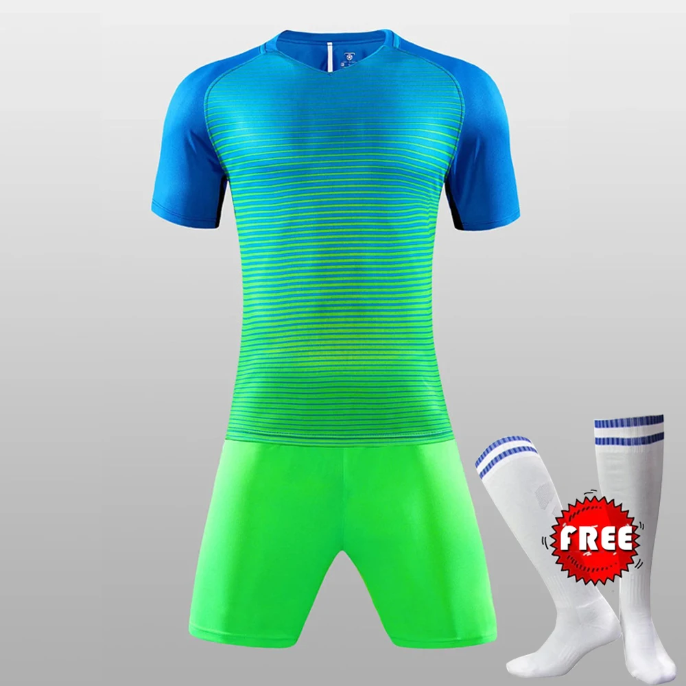 

FREE SOCKS Custom Team Kids Breathable Soccer Set 2017 2018 Soccer Jerseys Uniforms Children Football Kit Shirt Tracksuit