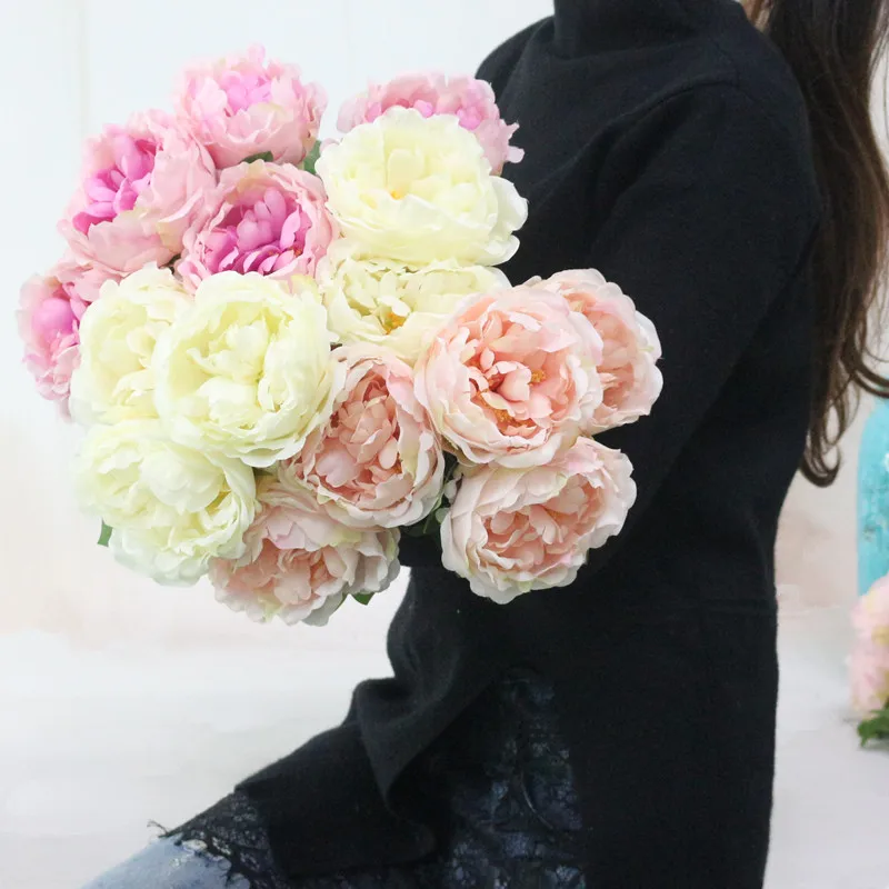 Flone Silk Artificial Peony Bouquets Cloth Fake Peony Simulation Props For Wedding Birthday Party Bedroom Home Decoration Art (7)