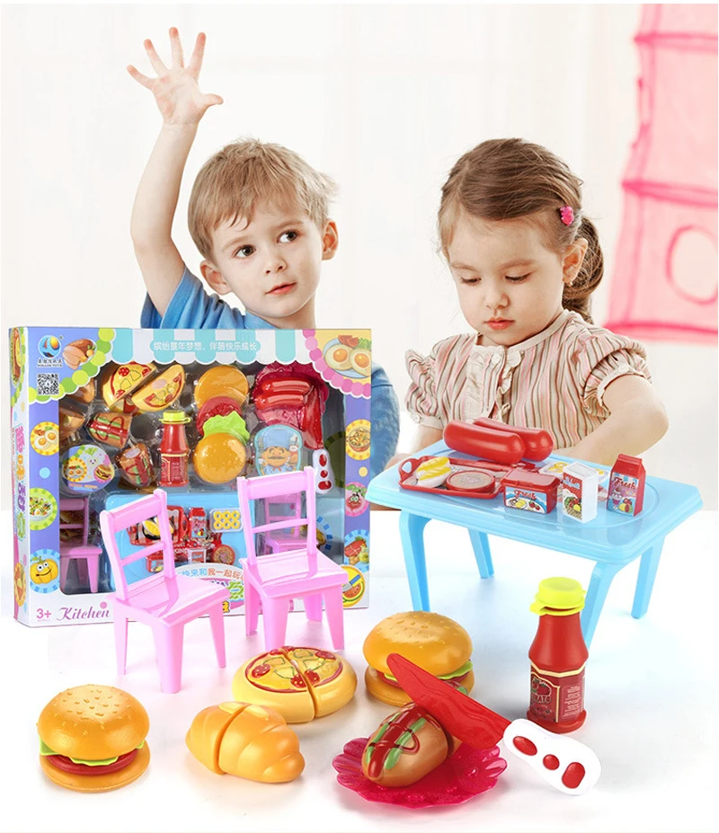 Новый притворяться, играть моделирование Кухня набор игрушек картофель фри играть игрушку резки фрукты Напитки Еда гамбургер детские