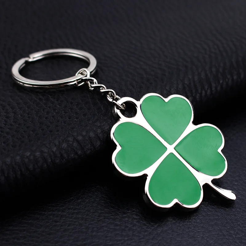 

Fashion Creative Green leaf petals Clover lucky key chain Metal Key Ring Key Chain car key ring Exquisite creative gifts