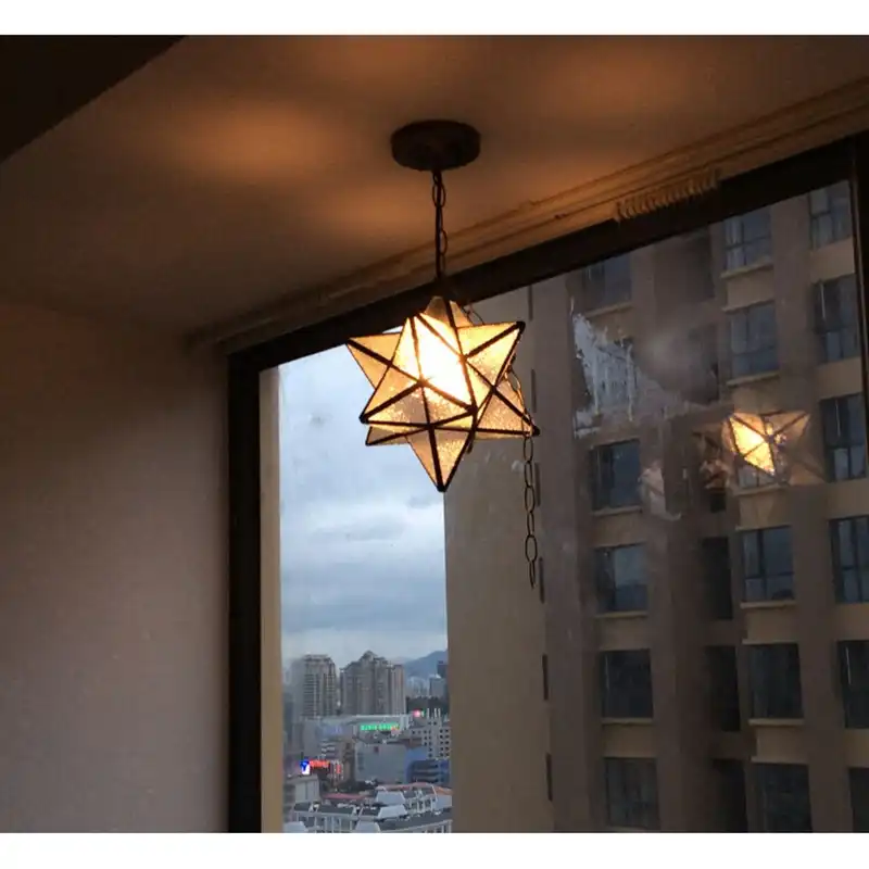 Loft Vintage Ceiling Lamp Shooting Star Tiffany Glass Pendant