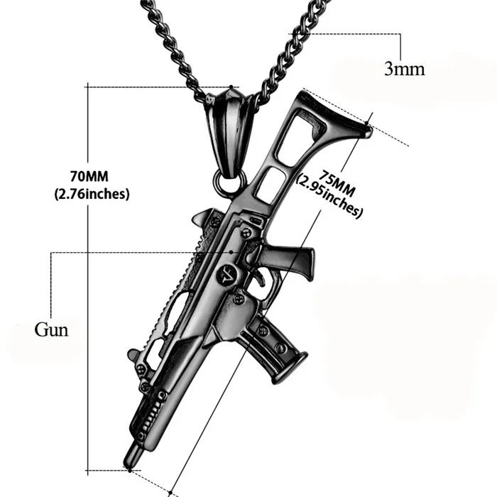 Хип-хоп ручной гранатовый пистолет пуля кулон с кубинской звеньевой цепью хипстер человек Золотой цвет ожерелье бомба кулон ожерелья дропшиппинг - Окраска металла: 837 black chain
