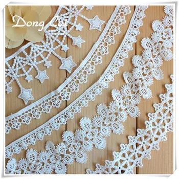 

Hot 7yards/lot Embroidered Net Lace Fabric Trim Ribbons DIY Sewing Handmade Craft Materials Milk Silk choker dress decoration