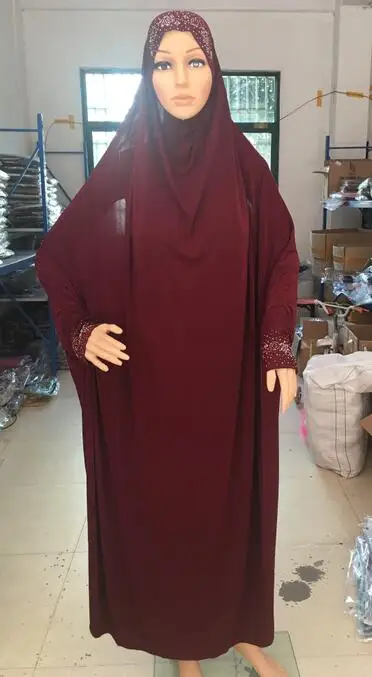 H1188 новейший большой размер мусульманский хиджаб с рукавом, молитесь хиджаб как платье, быстрая, смешанные цвета