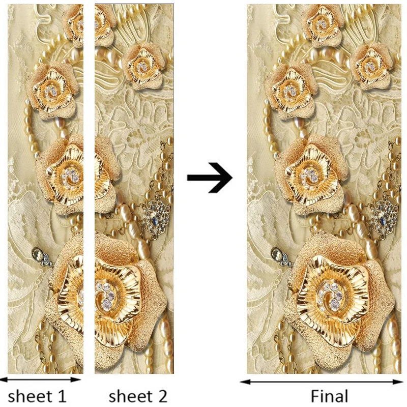 Европейский стиль 3D стерео Золотой желтый цветы дверь стикер Роскошный домашний декор обои гостиная ПВХ самоклеющиеся 3D стикер