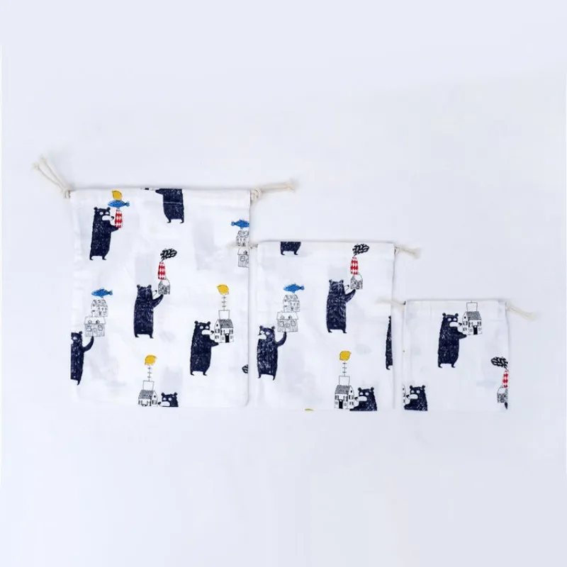 1 قطعة الأسود الدببة والأسماك 100% القطن كيس لجميع الغبار السفر صندوق تخزين ملابس حقيبة المحمولة المنظم المنزل النثرية الاطفال لعبة حقيبة التخ...