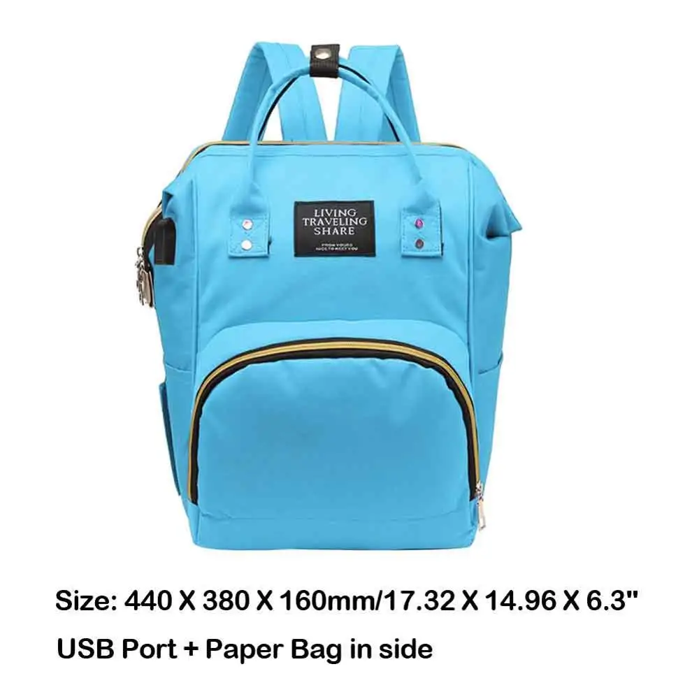 Мумия пеленки мешок USB порт рюкзак большой емкости путешествия уход за ребенком подгузник сумка для хранения подгузников с кормящих клатч сумочка - Цвет: 24