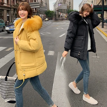 

2019 new Parka Women's Long Down Winter Jacket women Casual Fur Collar Hooded Female Jacket Warm Thick Long Coat Women's Coat