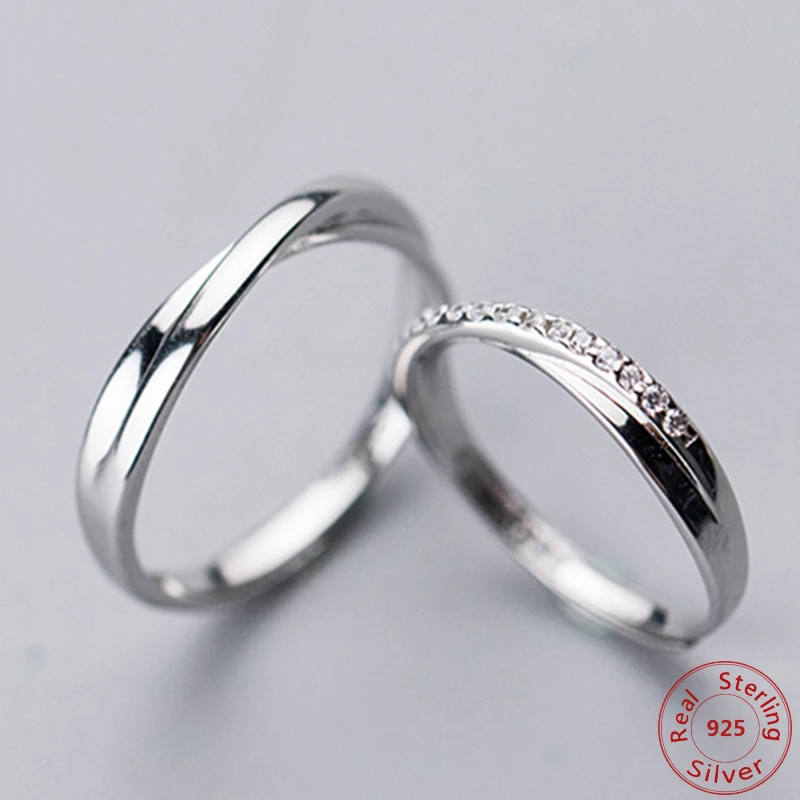 

2019 Fashion Women's Jewelry S925 Sterling Silver Rings for Couple Lover Romantic CZ Design Rings Finger Ring Wedding Gif 1 pair